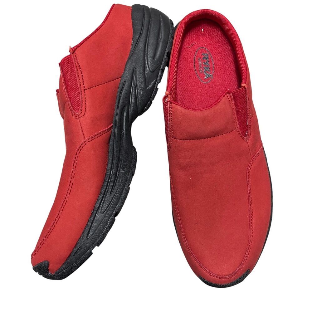 Ryka 10‎ Medium Red Cascade HC Clog Nubuck Slides Mules